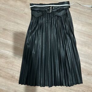 Express Black Faux Leather A-Line Skirt